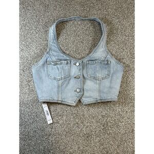NEW SIZE MEDIUM PINK Victoria's Secret Denim Blue Halter Top